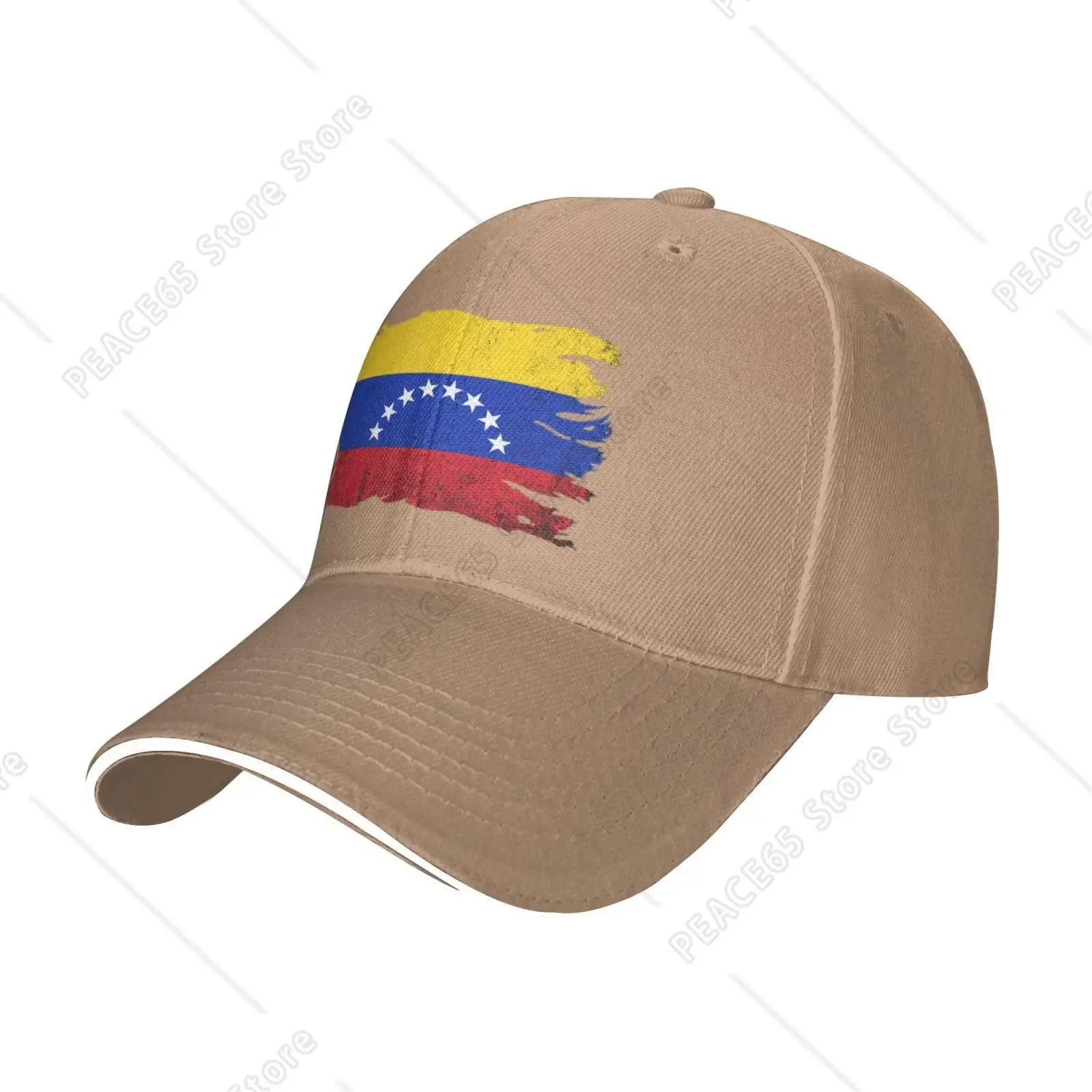 Vintage Torn Broken Venezuela Flag Baseball Cap Dad Truck Flat Bill Snapback Brim Sports Hip Hop Hat for Men Women Natural