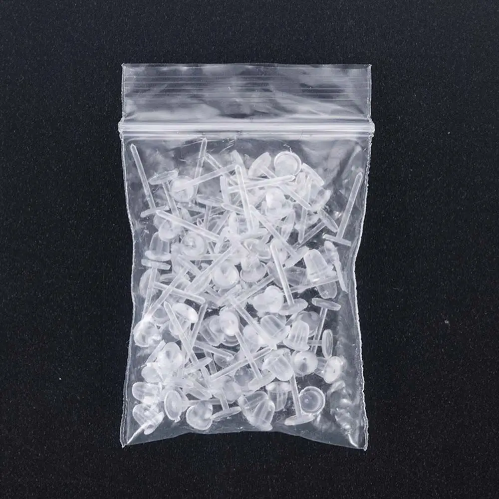 Women Simple Ear Protect Transparent Jewelry Parts Jewelry Making Plastic Stud Earring Ear Hole Blockage Pure Color Ear Post