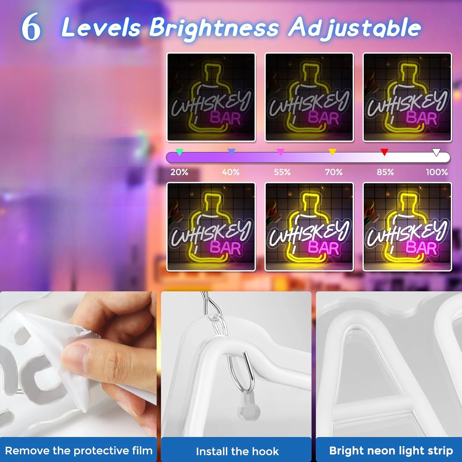 ويسكي بار النيون تسجيل عكس الضوء ضوء النيون تسجيل ل جدار ديكور USB بالطاقة LED تضيء تسجيل للمنزل البيرة مقهى نادي حفلة هدية #2