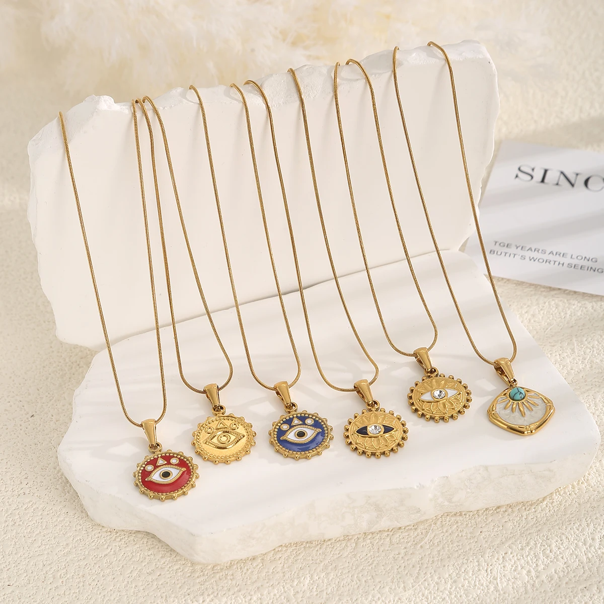 SOVOB العصرية روك الراب نمط عين الشر قلادة قلادة موضة الشارع الهيب هوب للنساء والرجال مطلية بالذهب المختنق اكسسوارات #5