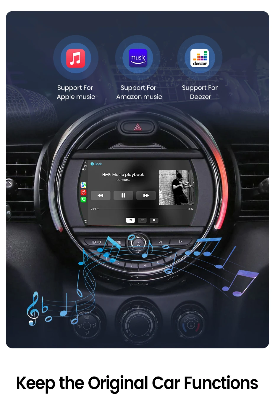 Junsun Wireless CarPlay Android Auto für BMW Mini R55 R56 R57 R58 R59 R60 R61 F54 F55 F56 F57 Cooper Airplay Mirror Link Modul – Detail 7