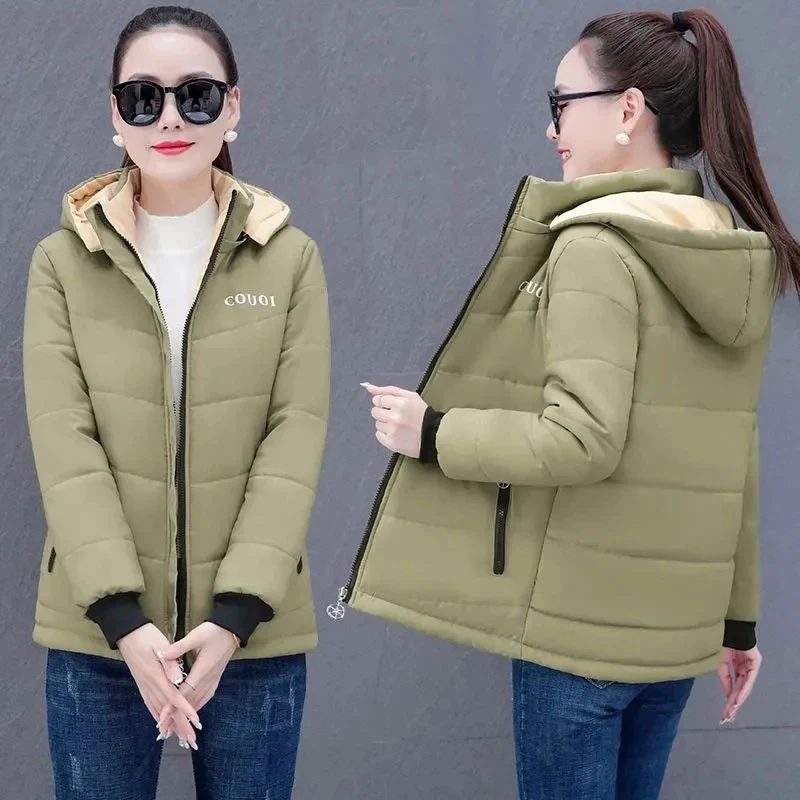 Parkas de duas faces para mulheres, jaquetas acolchoadas de algodão, jaqueta solta com capuz, overwear espessado, casacos de inverno, 5XL, 2024