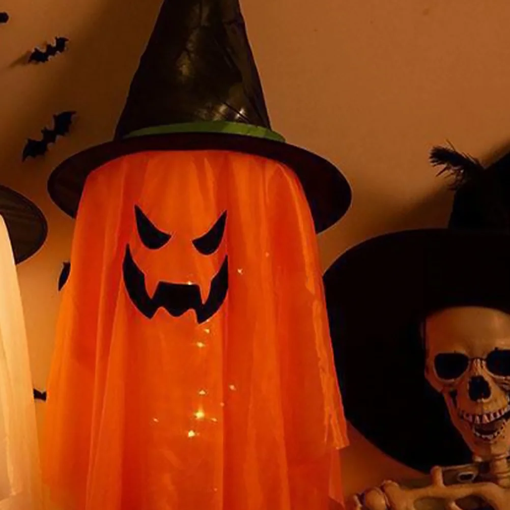 

Halloween Witch Hat Glowing Hanging Decoration LED Lighted Witch Hat Pendant for Outdoor Indoor Halloween Party Yard Decor