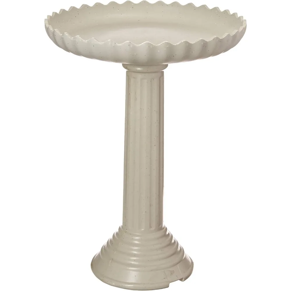 

Heated Birdbath, All Season Decorative Scalloped Stone with Pedestal, 120-Watt, Gray