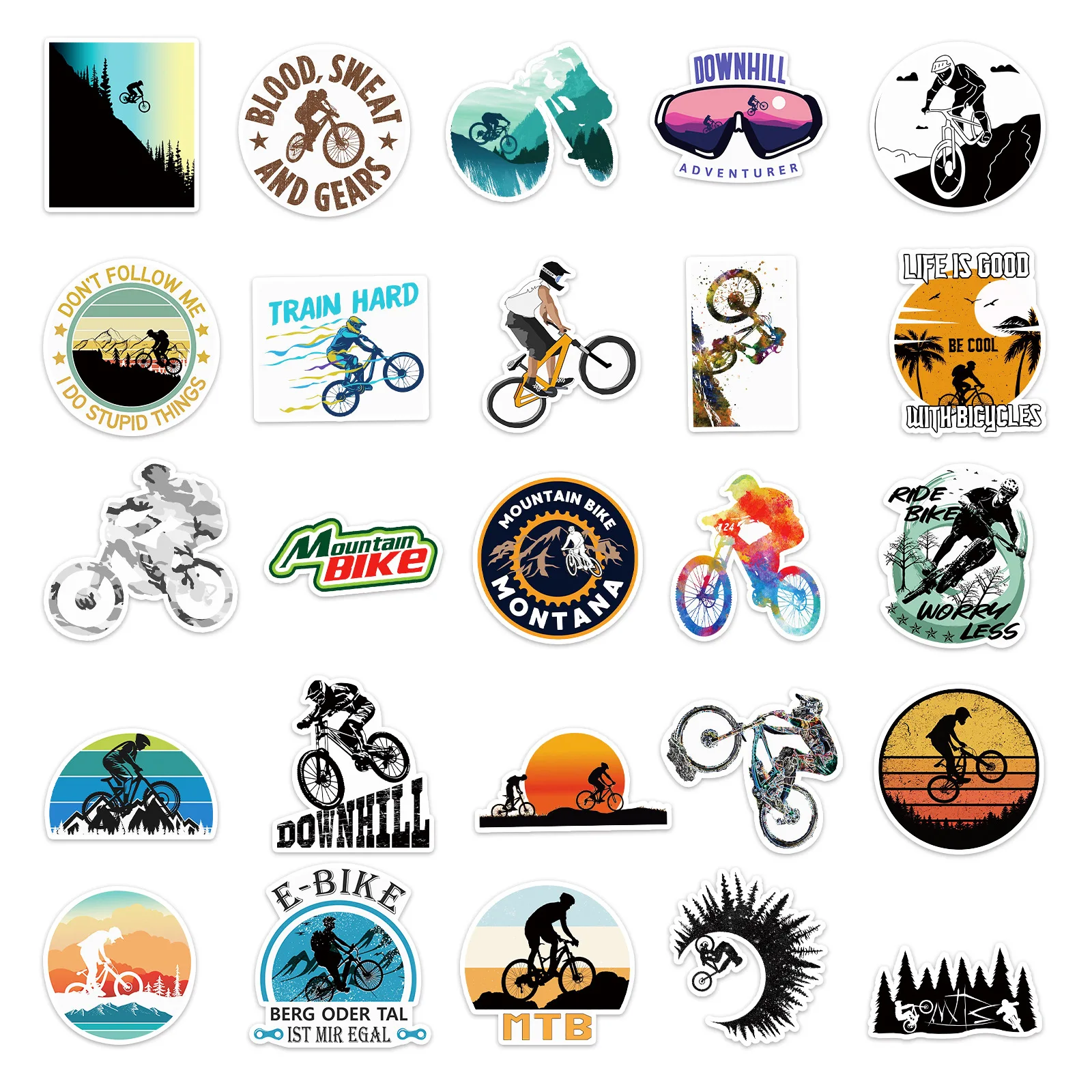 Mountain Bike Graffiti adesivos para criança, bicicleta, carro, laptop, skate, telefone, motocicleta, guitarra, decalques legais, adesivo, MTB, 50pcs