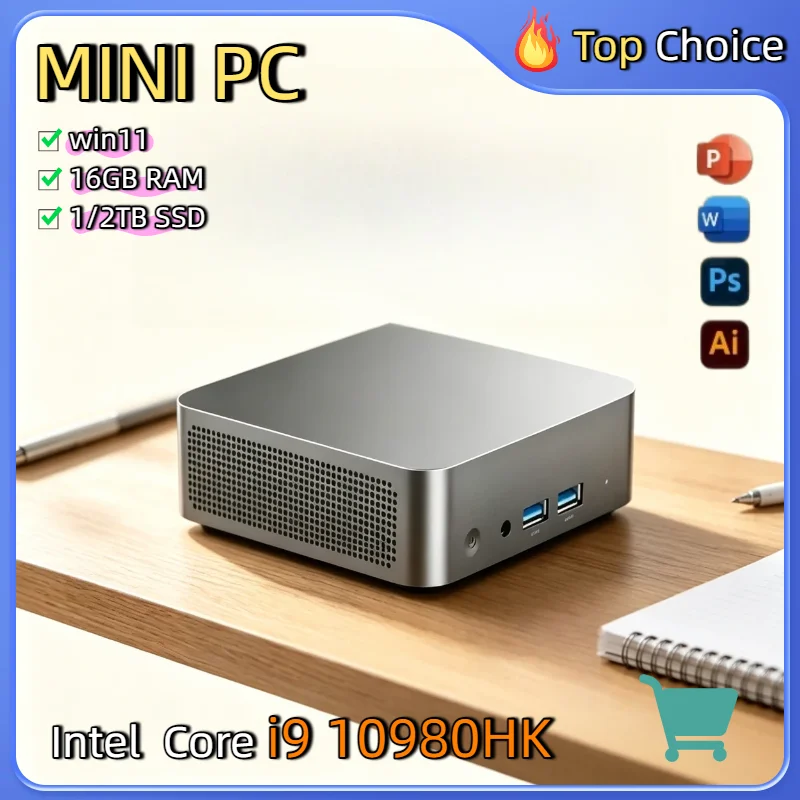 

4K HD WIFI6 BT5.2 Intel Core i9 10980HK MINI PC Windows 11 Pro 16GB RAM 1TB/2TB SSD Gaming Office Study 3 Year Warranty Prime