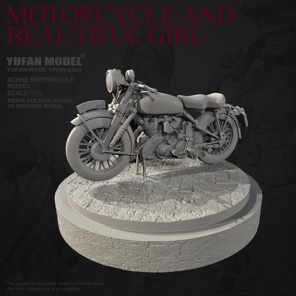 

МОДЕЛЬ YUFAN 1/35, наборы моделей из смолы, фигурка бесцветная и самособранная (мотоцикл + платформа) YFWW-2321+3D