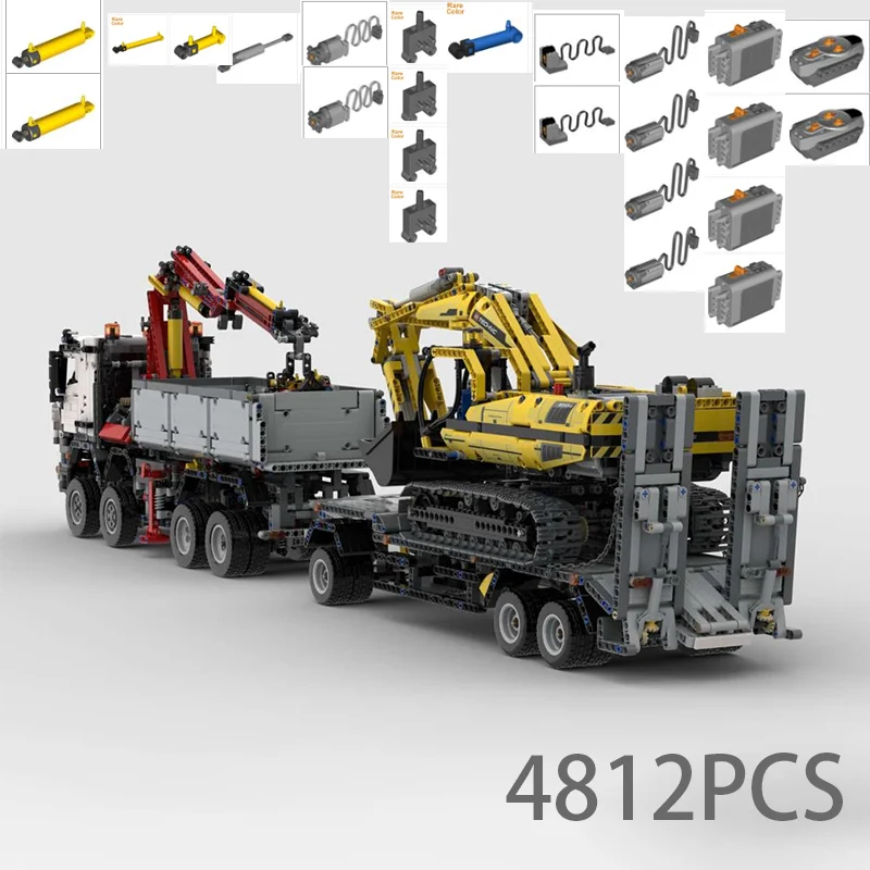 Image of NEUER MOC-5890 4812-teiliger Langer Holztransporter Baukasten Kinder-MOC Super Racing 8 Sportwagen Zusammengebautes Spielzeug Desktop-Dekoration