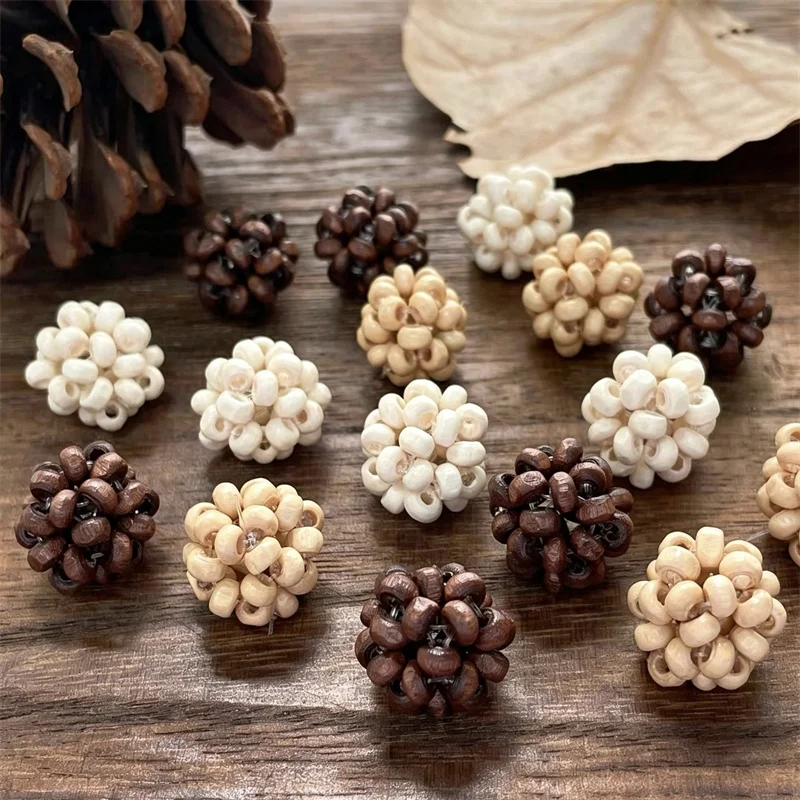 Wholesale 40pcs/lot color print 18.3mm geometry rounds shape handmade weave balls diy jewelry garment accessory