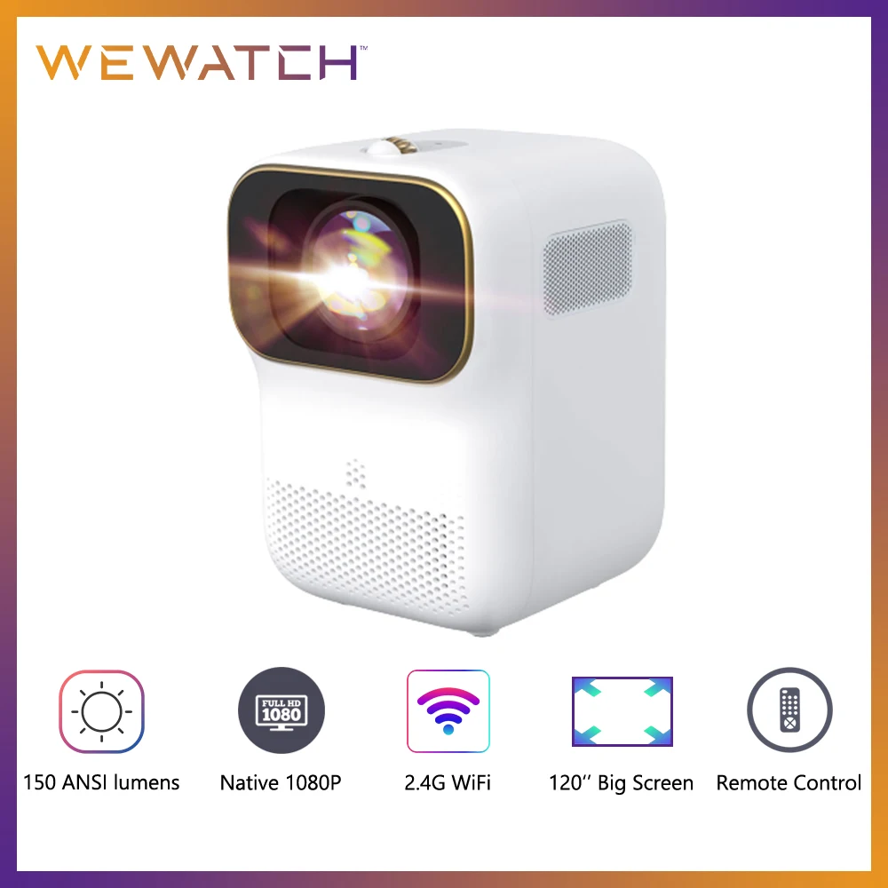 WEWATCH V30 Portable Mini Smart Projector HD Native 1080P WiFi Proyector Built-in Speaker Home Theater Video Children Projector