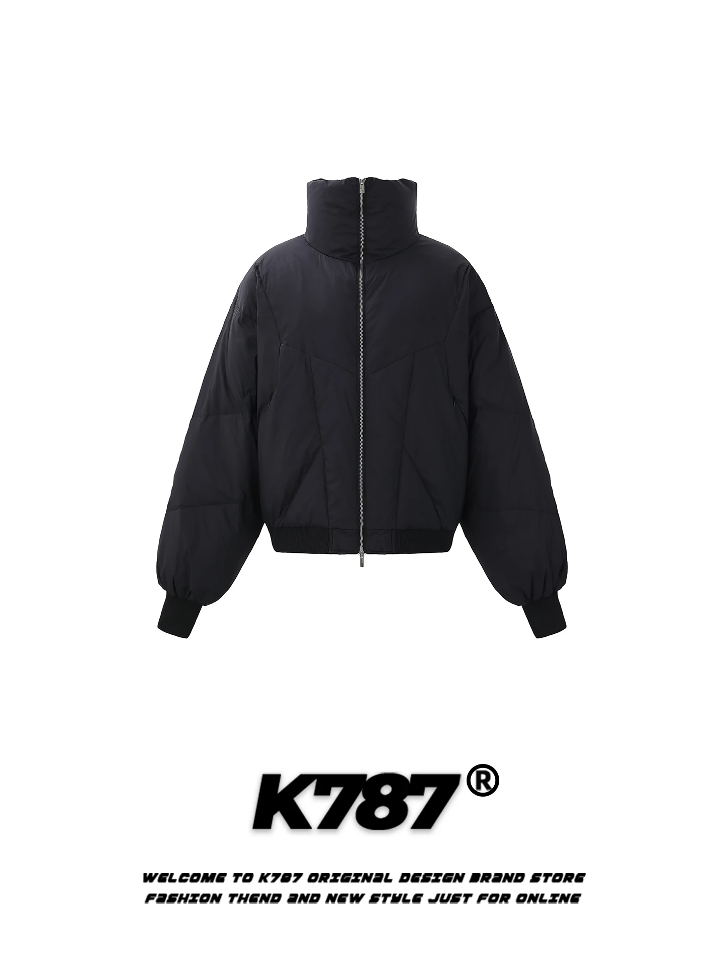 

K787 American Retro 90 White Du down Stand Collar Padded Jaet Men's Women's Thi Warm Faionable Winter Couple Coats