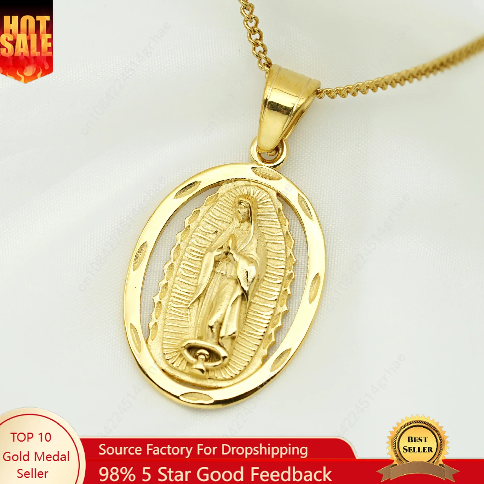 

Catholic Necklaces For Men/Women Gold Color 316L stainless steel Pendant Religious Mother Virgin Mary Jewelry Christmas Gifts
