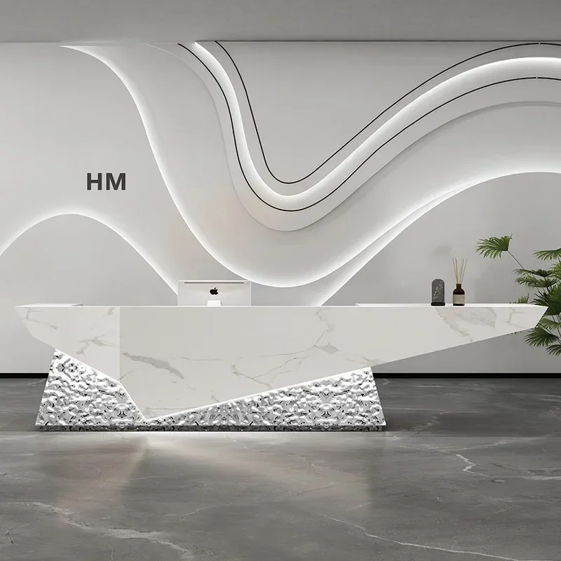 

Красота, современная касса из нержавеющей стали, скандинавская простая стойка регистрации компании специальной формы