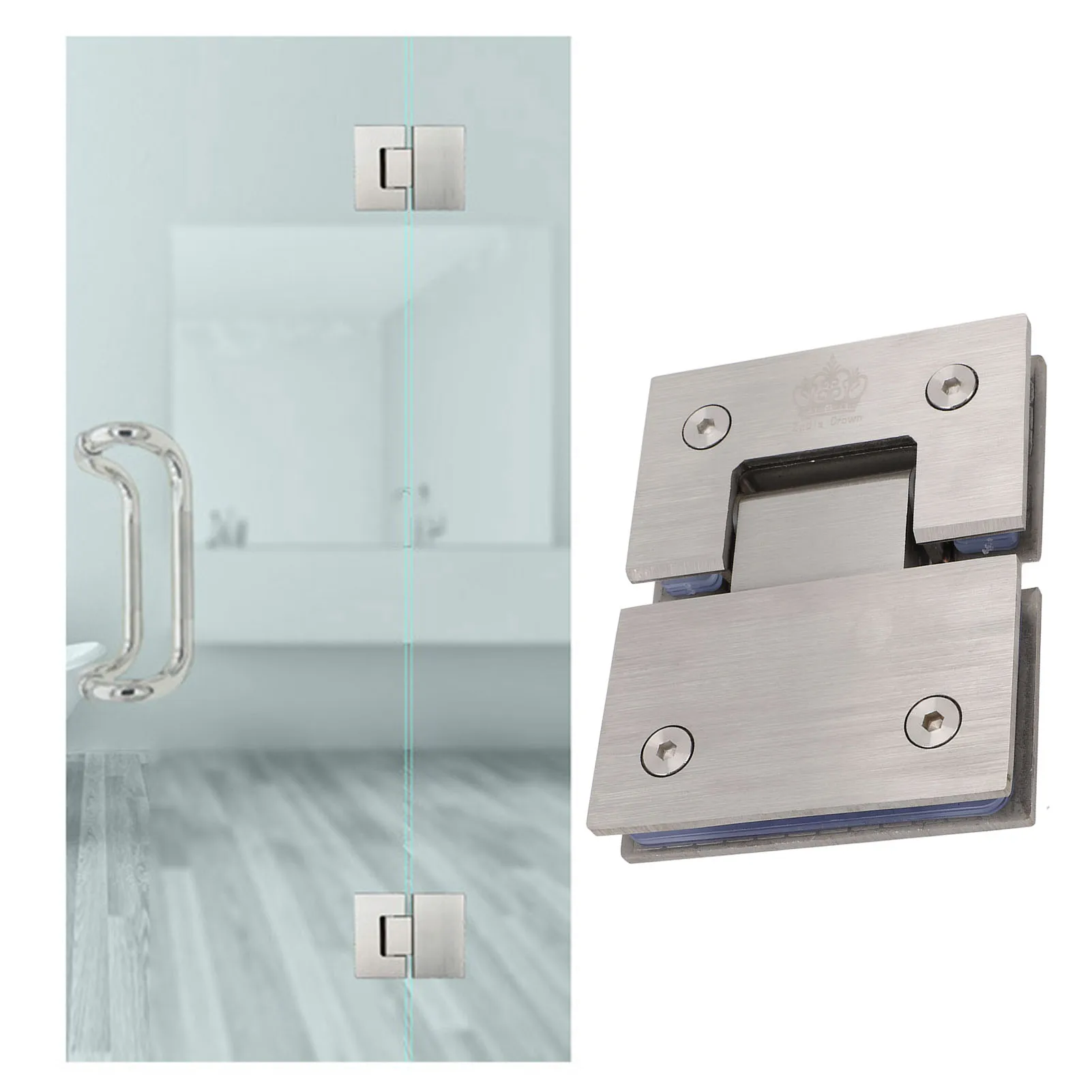 Frameless Glass Shower Door Hinge Stainless Steel Cabinet Hinge 120lb Load Capacity 180 Degree for 8mm To 12mm Thick Glass