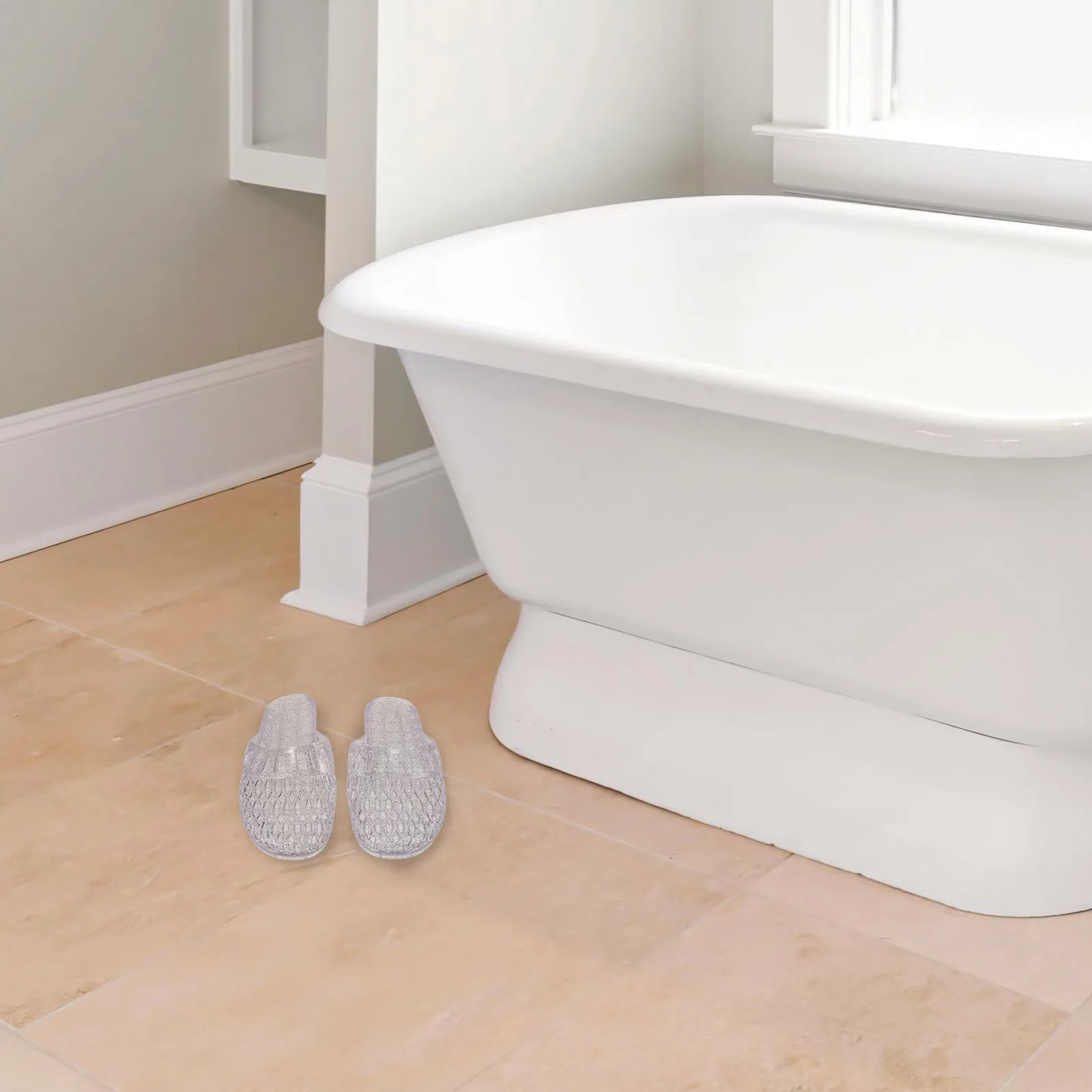 

1 Pair Clear Glitter Slippers Hollow Out Summer Sandal For Women Non-Slip Lightweight Beach Bathroom Travel Slippers Size 38