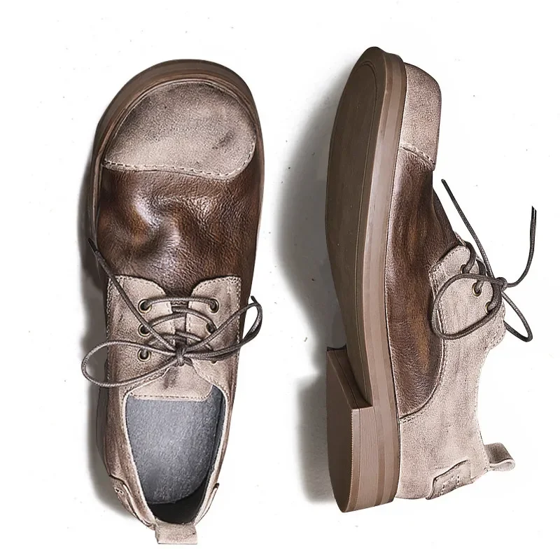 Niche Japanese retro leather handmade shoes design youth leather shoes men's Guochao original tooling shoes