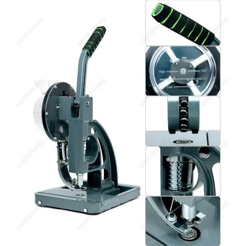 Semi Automatic Pneumatic Hand Cranked Button Press Machine, Multifunctional Workshop Punching Tool for Sunshade Posters