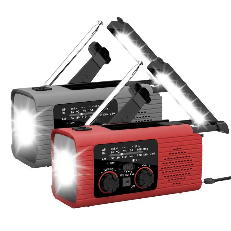 

Solar Power Radio AM/FM/NOAA Hand Crank Radio Battery Powered 3 Way Charging Weather Radio Crank Radios Power Bank For Travel