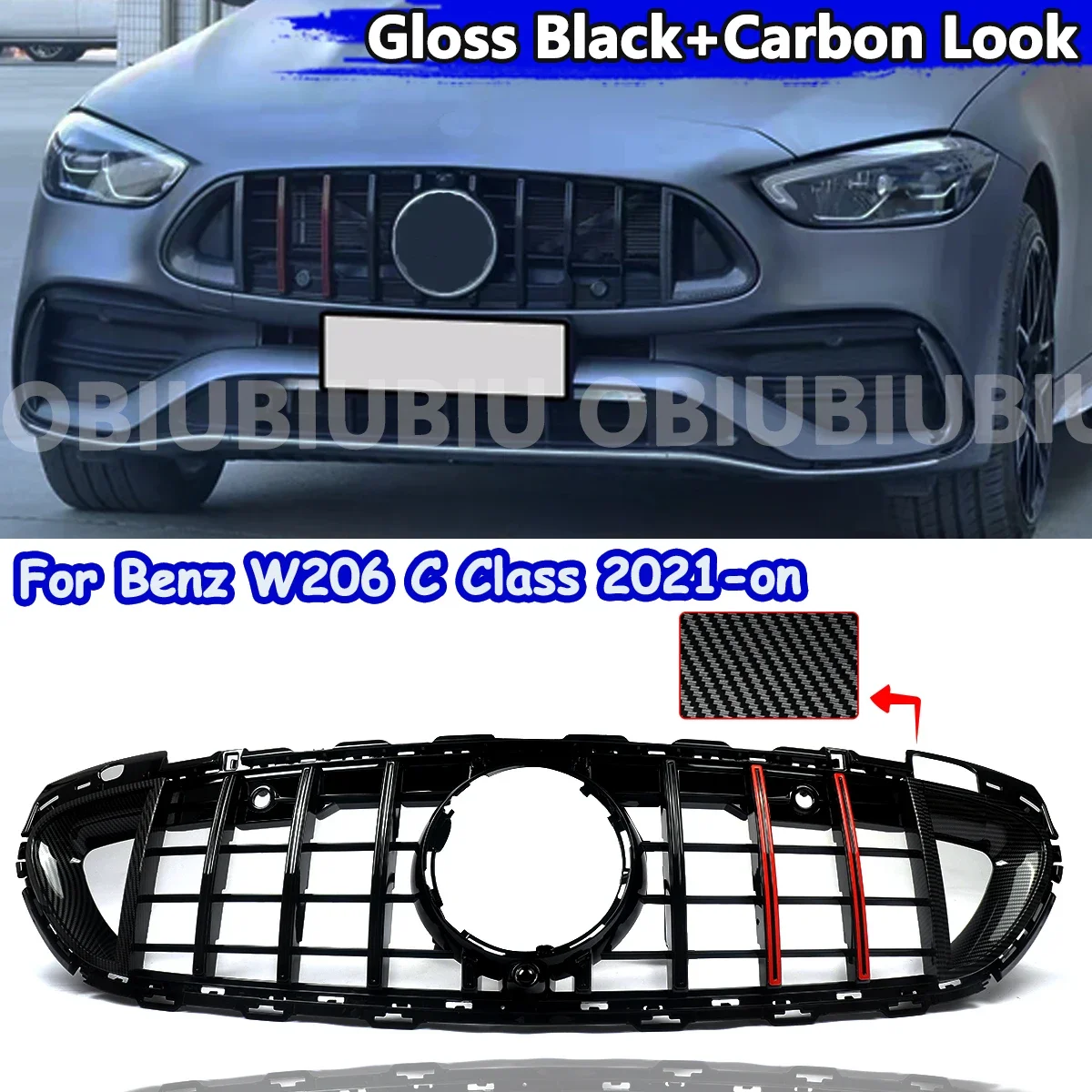 

SAIQINGSP Front Grille For Mercedes Benz C Class W206 Sedan C206 Coupe 2021-2023 Car Accessories Tools