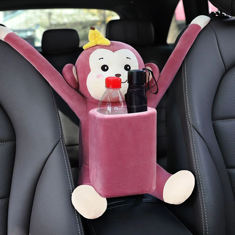 2 in1 Creative Rabbit Short Plush Tissue Box Holder for Car Armrest Box Car garbage can The New Cute Cartoon Car Tissue Box