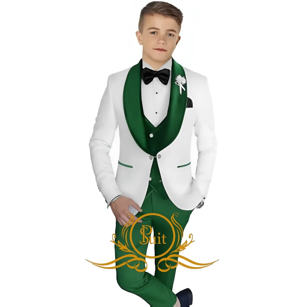 

Formal Boys Suit Wedding Tuxedo 3 Piece Jacket Pants Vest Custom Blazer Set 2-16 Years Old Kids Clothes Outfit