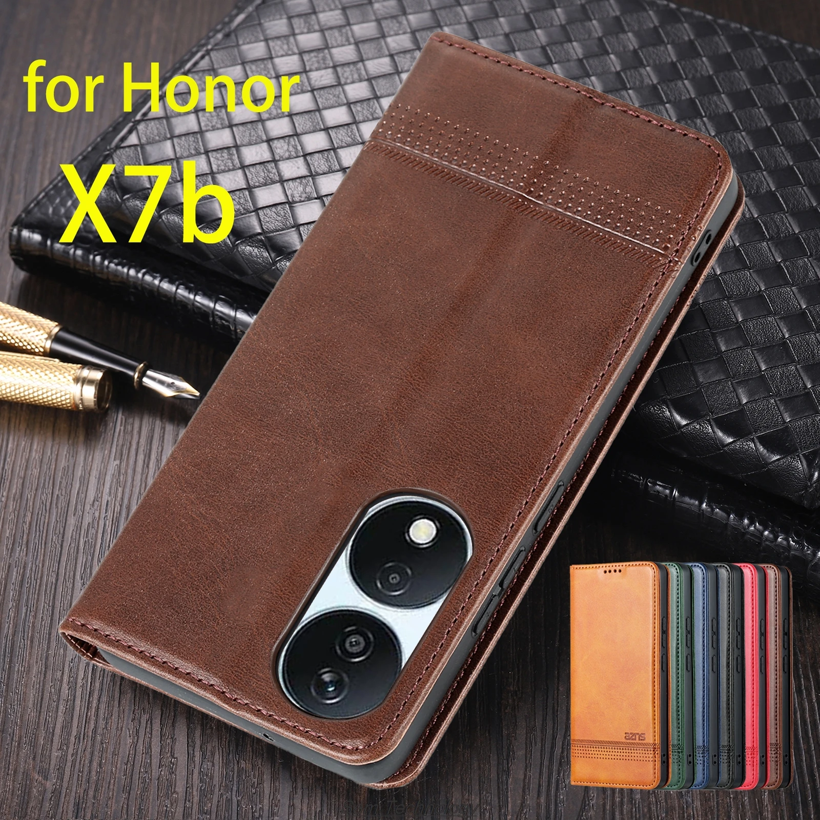 디럭스 마그네틱 흡착 가죽 장착 케이스, 화웨이 아너 X7b 플립 커버 보호 케이스, Capa Fundas Coque