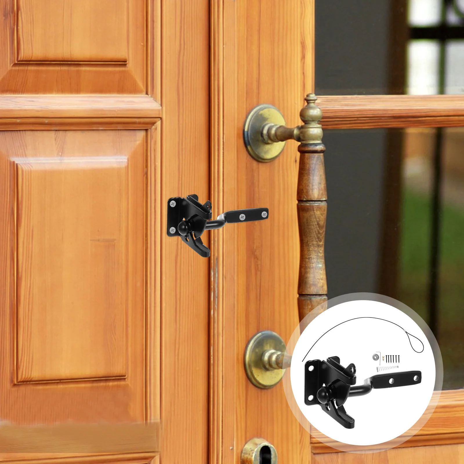 

Heavy Duty Fence Gate Lock Spring Loaded Carbon Steel Self Locking Latch For Outdoor Wooden Doors Garden Gates Chicken Coop