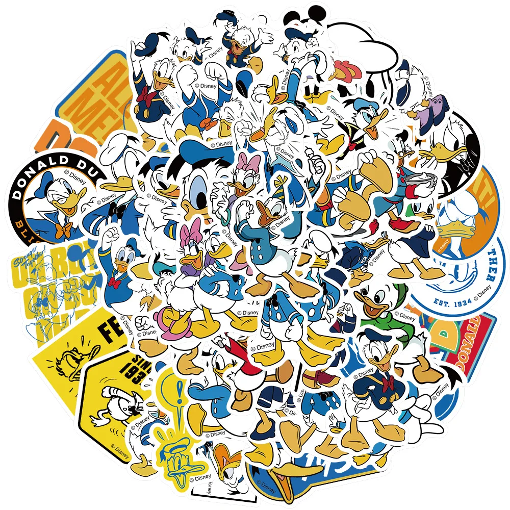 

10/30/50pcs Classic Disney Daisy Donald Duck Stickers for Notebook Luggage Bike Phone Kawaii Girls Cartoon Decal Sticker Toys