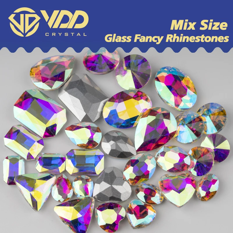 VDD Rote Fancy Pointback Strass-Mischung aus Glas-Kristallen, Glitzernde Glänzende Strasssteine für Nagelkunst-Zubehör, Bastelarbeiten und Dekoration – Detail 5