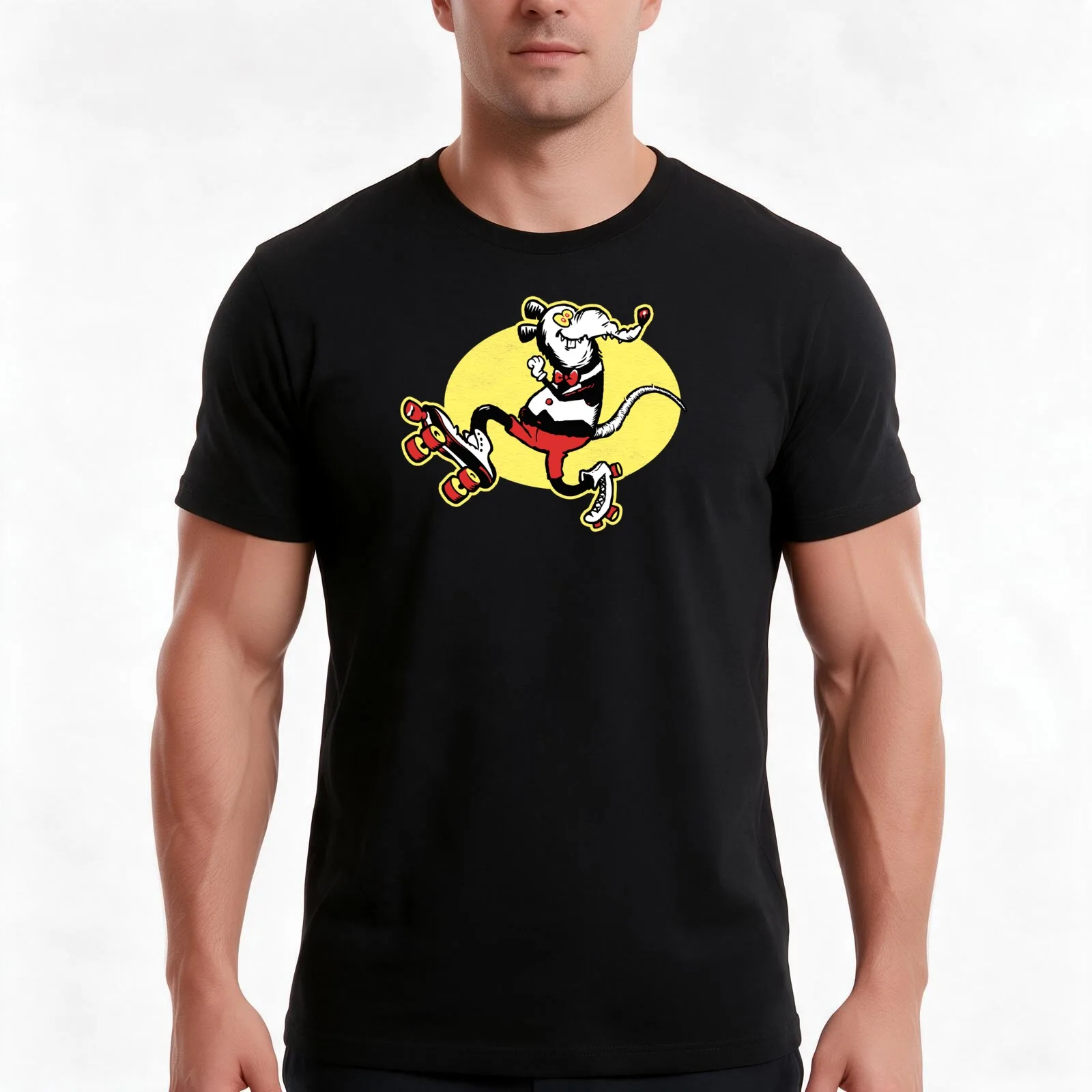 Roller-Skating Funky Rink Rat - Retro 60s 70s T-Shirt Summer Casual Cotton Tee Oversized Streetwear Tops Unisex Men Women