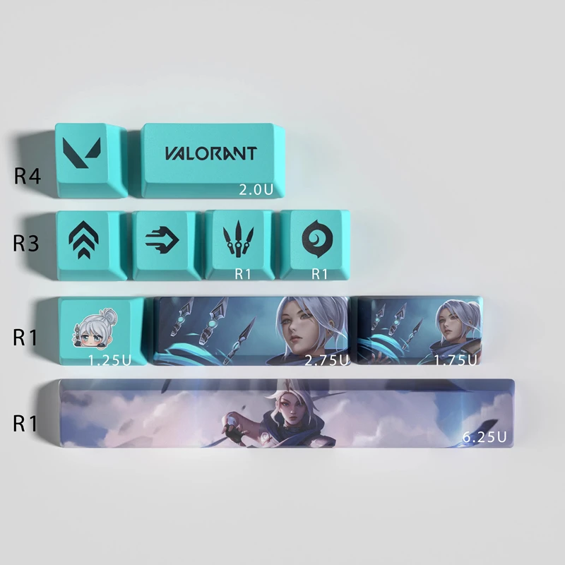 

Колпачки для клавиш VALORANT 10 клавиш/комплект, аниме игровые колпачки для клавиш MX Switch, механическая клавиатура JETT