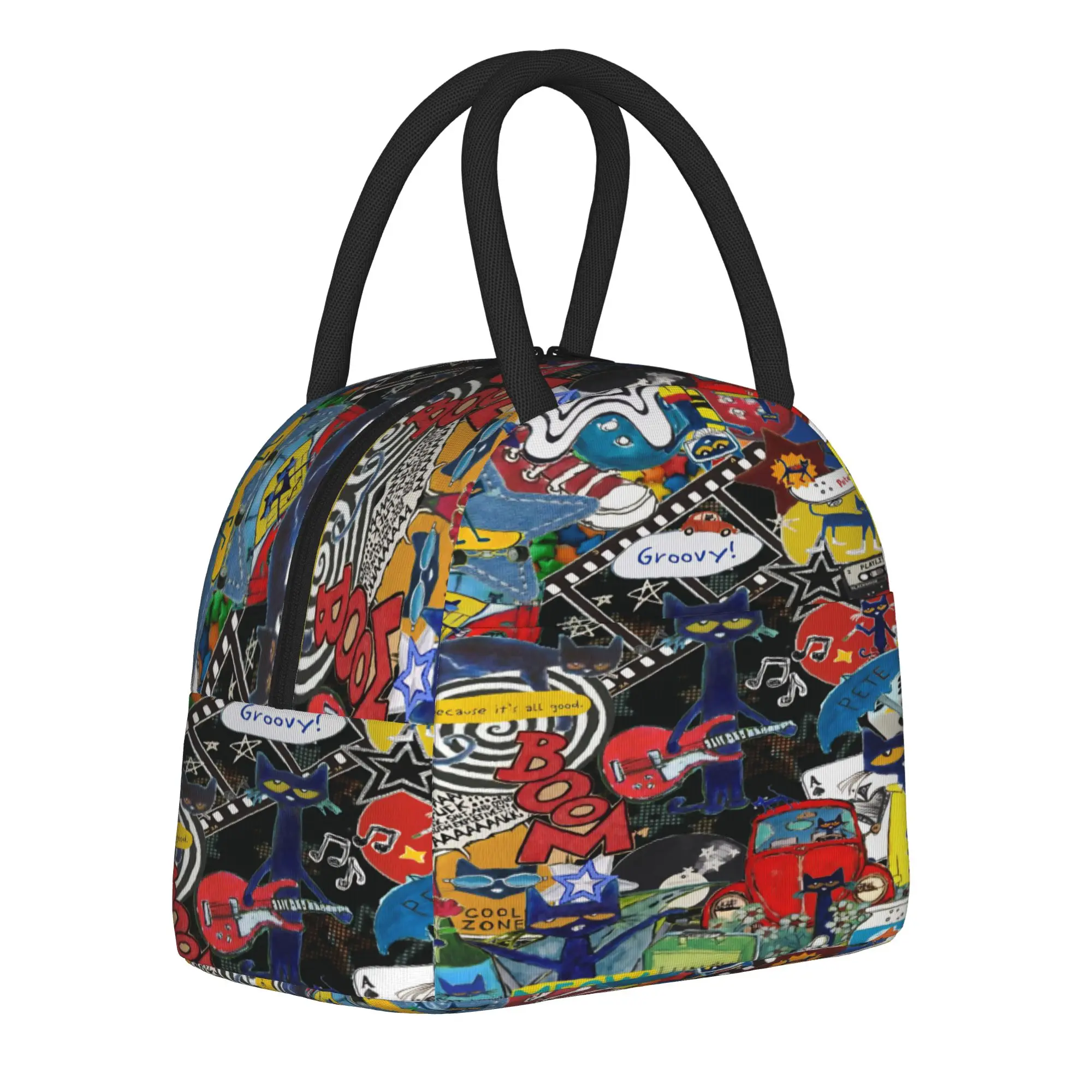 Bolsas de almuerzo aisladas Pete The Cat para hombres y mujeres, bolsa de comida, nevera portátil, loncheras térmicas para el trabajo