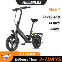 HillMiles Mile1 Folding E-Bike 250W Motor 36V10.4AH Lithium Battery 14-Inch Portable Urban Travel Electric Bicycle for Adults