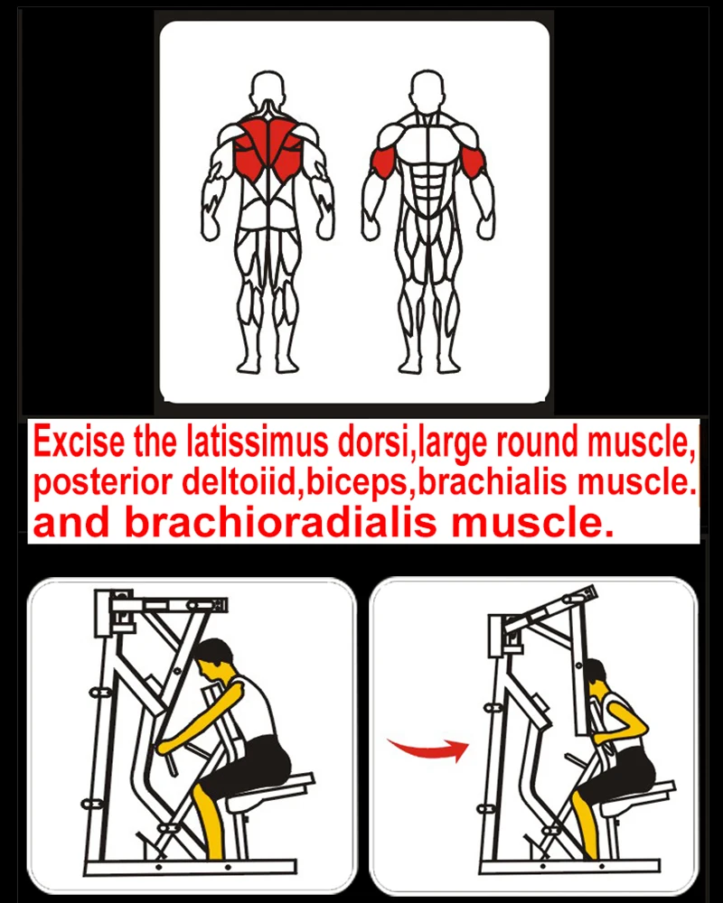 Gym Equipment Plate Loaded Machines Low Row Extreme Row Machine Chest Back Arms Shoulders Trainer
