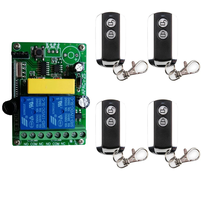 220V Wireless Switch 433MHz Light Remote Control Switch 2CH 10A Relay Module Universal Transmitter KeyFob for Smart Home LED Fan