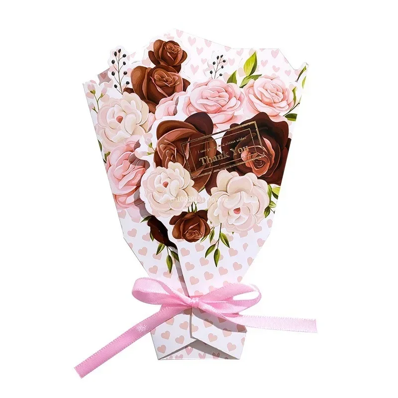 1 Pcs Beautiful Birthday Card Smooth Writing Good Wishes Eco-Friendly Bowknot Design 3D Flower Greeting Card Gift Thank You Card
