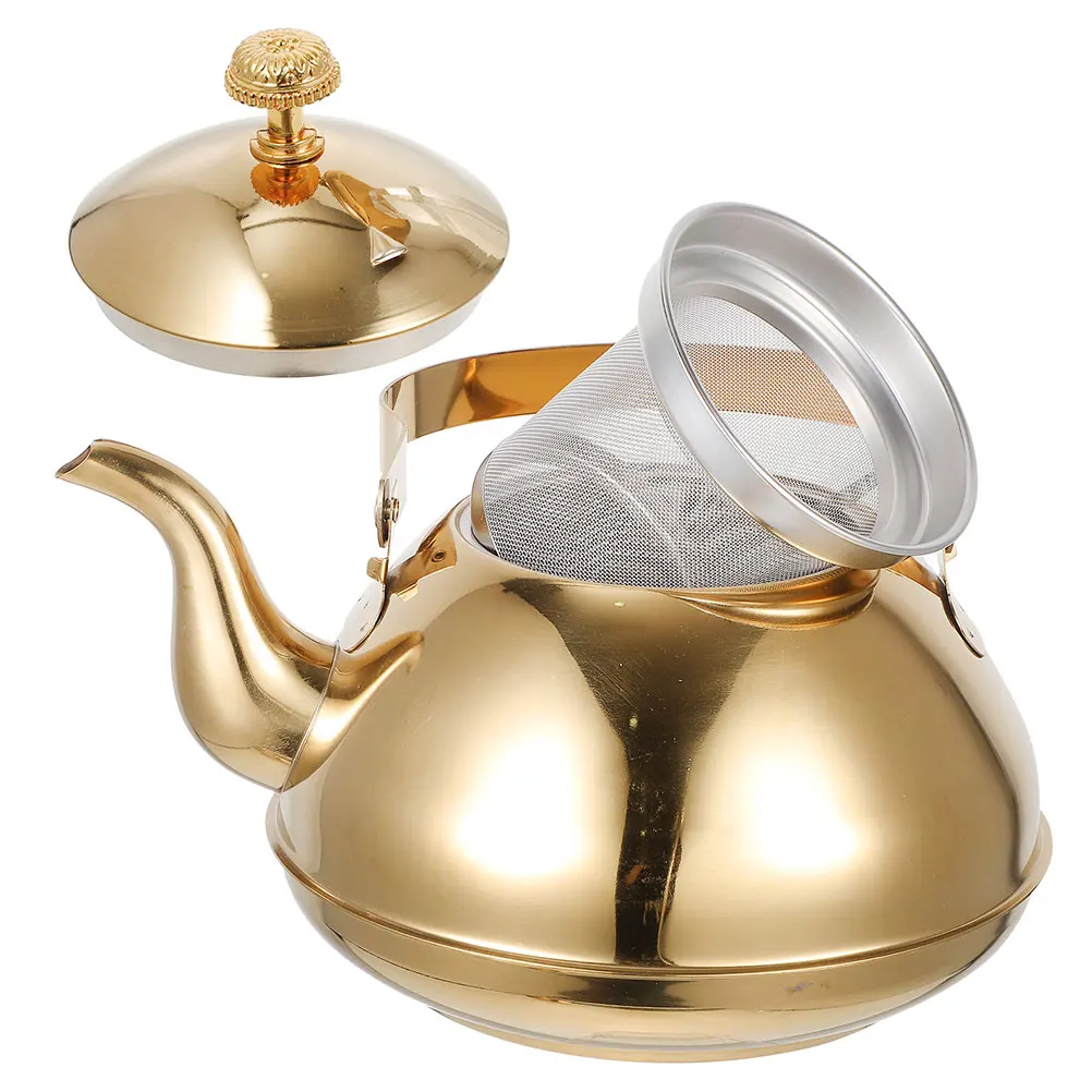

Teakettle Thickened Stainless Steel Teapot Stovetop Heating for Loose Leaf Golden