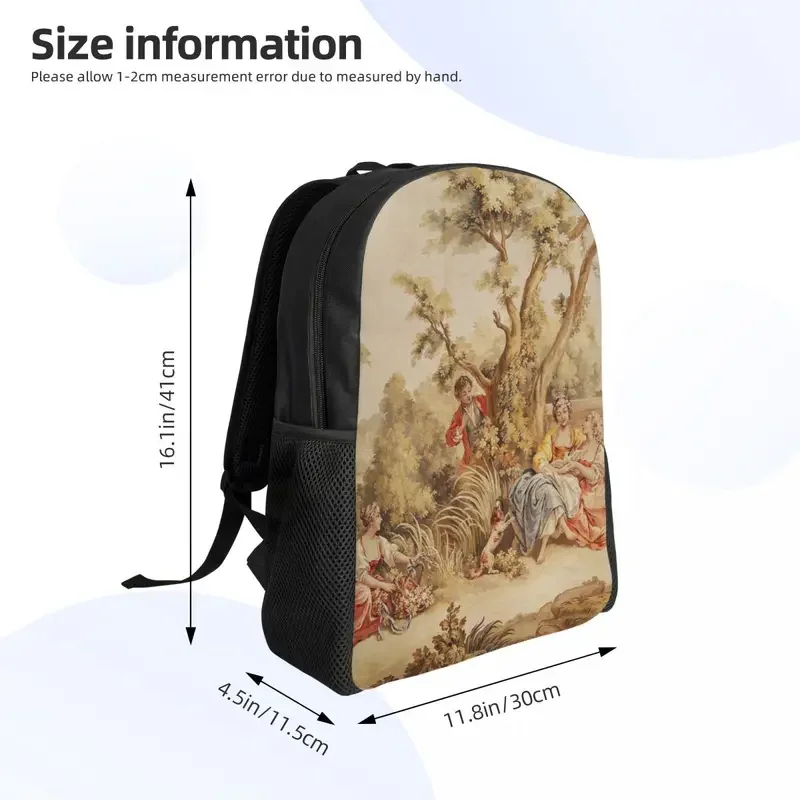 Aubusson-tapiz francés para niñas y niños, mochilas de viaje con flores florales europeas, bolsa de libros para ordenador portátil de 15 pulgadas