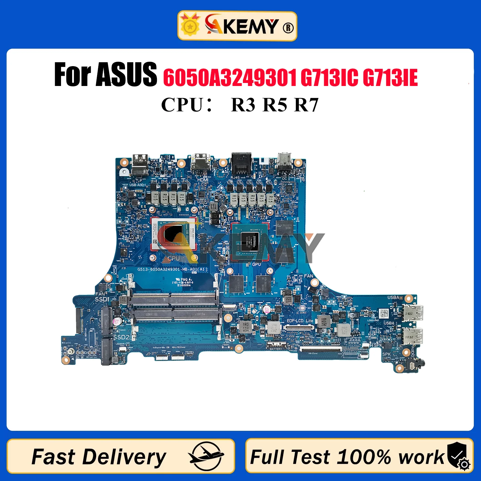 

6050A3249301 Laptop Motherboard For ASUS ROG Strix G15 G513I G713IH G713IC G713IE Mainboard With R3 R5 R7 CPU tests OK fast ship