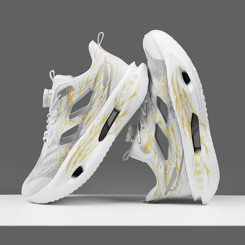 Dämpfende Laufschuhe für Männer und Frauen, leichte, dicke Sohlen, flexibel und belastbar, sportliches Design, passen sich der Fußform an, geeignet für den täglichen Freizeitgebrauch, Fitnesstraining, Straßen- und Bahnlauf, Outdoor-Sport, Langlauf, Wandern, Bergsteigen usw. Paar-Stil. – Detail 12