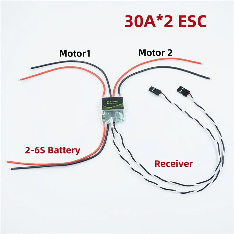 FFYY-2-6S 30A Brushed Dual Channel Bidirectional ESC With Tank Mixer For Tracked Vehicles And Boats (PWM Signal)