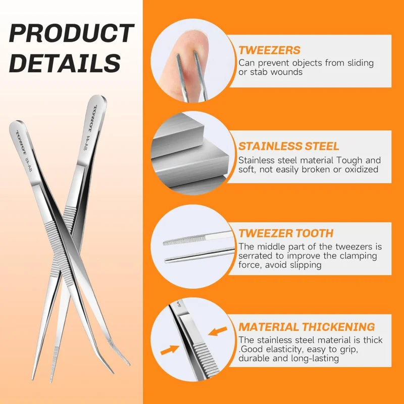 ملاقط من الفولاذ المقاوم للصدأ، ملاقط منقار النسر، مجوهرات، هواية، صناعية، إلكترونية