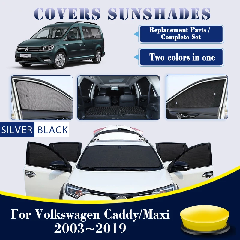 Car Sunshade Covers For VW Volkswagen Caddy Maxi 2K 2003~2019 Sun Sunscreen Window Black Silver Visors Coverage Pads Accessories