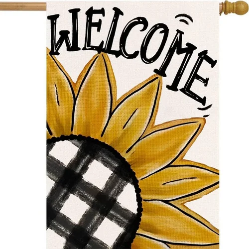 Summer House Flag 28 X 40 Inch Welcome Sunflower Decorative Double Sided Burlap 705353761805 AAV hhz