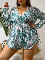 2026 Print Cross V Neck Large Size Halter Bikini 3 Piece Swimsuit Women Swimwear Female Bathing Swimming Swim Suit Beach Bathers