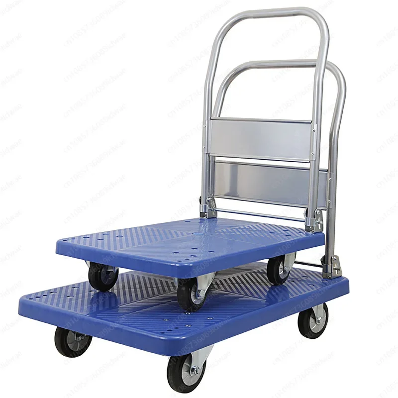 

Warehouse handling, hand trailer, logistics, pulling goods, silent four-wheeled trolley, portable folding transport vehicle