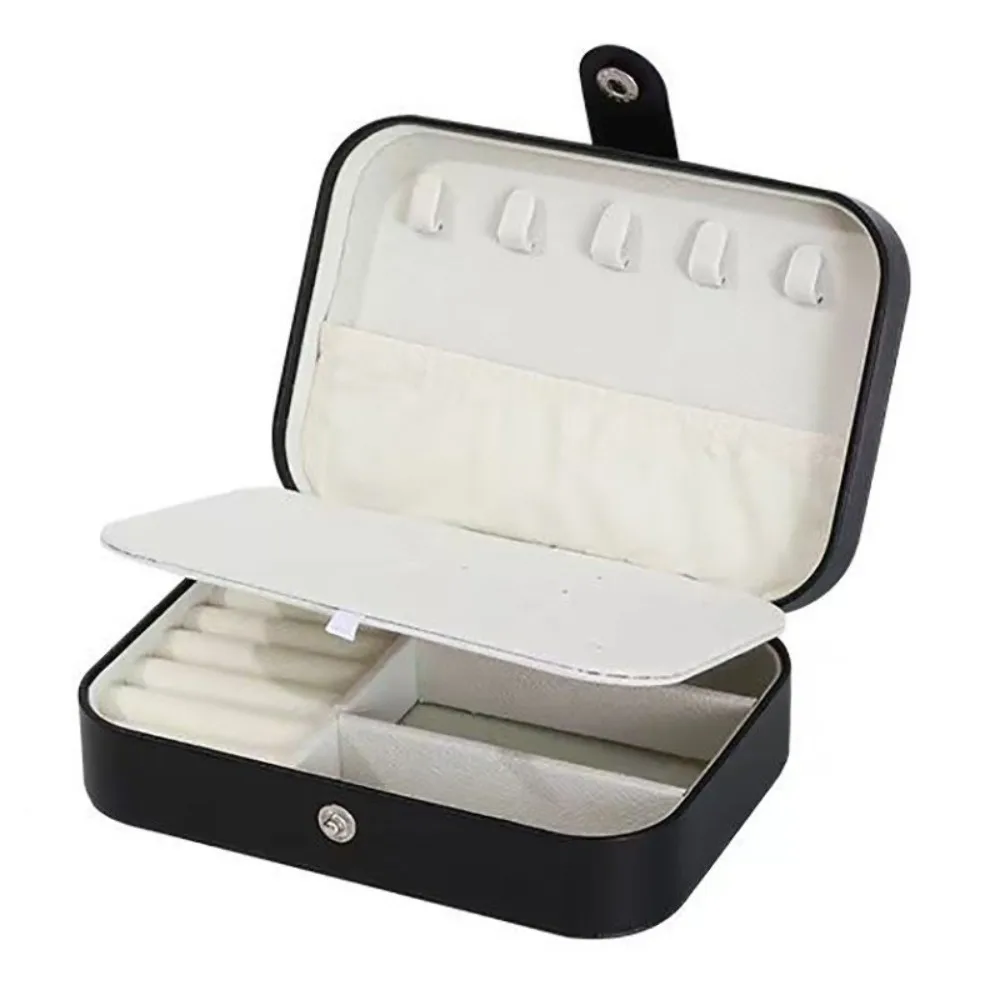 PU Leather Jewelry Box Small Size Multi Compartment Jewelry Storage Holder Compact Design Jewelry Organizer Case