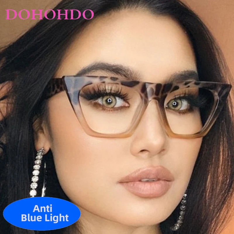 

Vintage Luxury Cat Eye's Anti-Blue Light Glasses Men Trendy Brand Designer Big Frame Reading Optical Women Glasses Lentes Очки