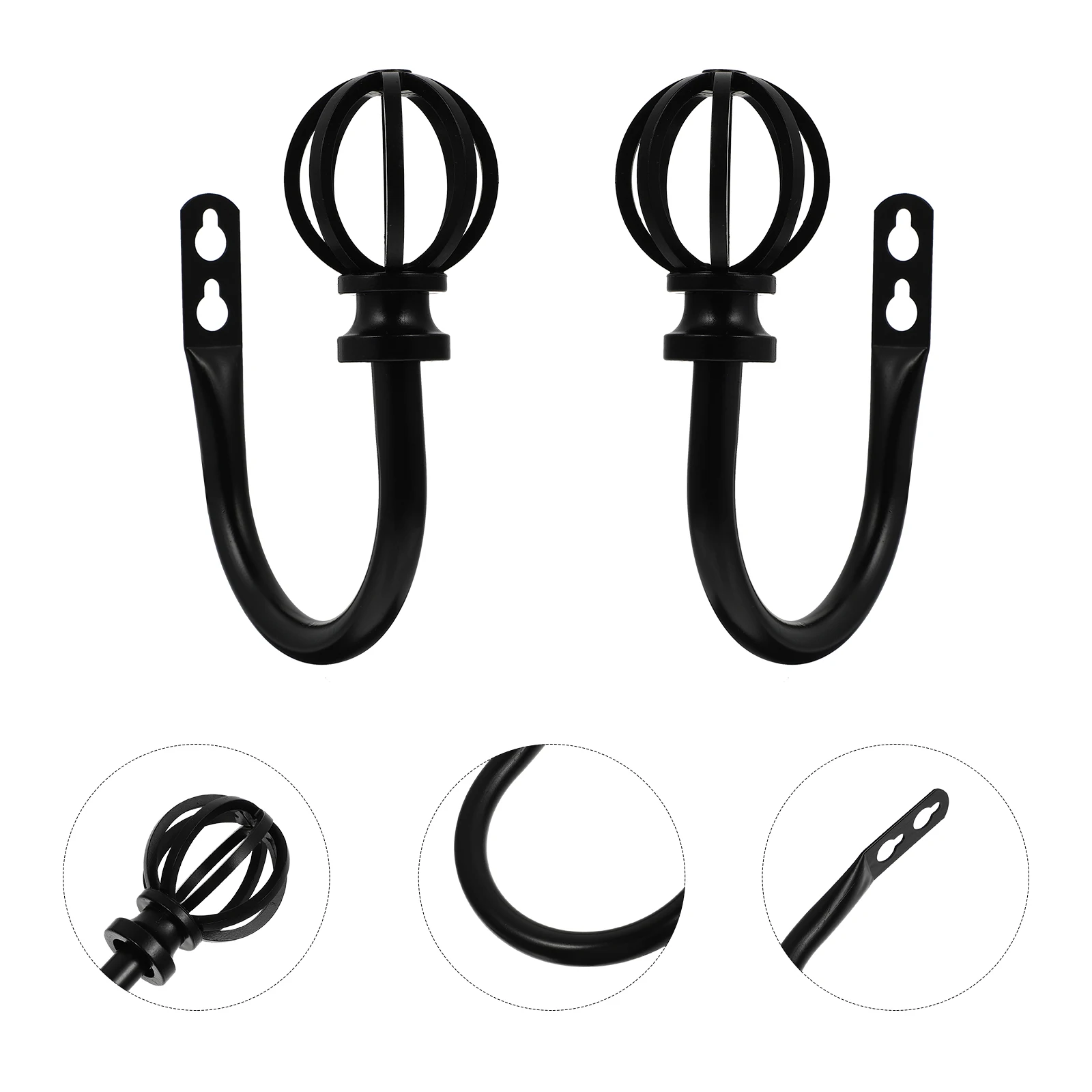 

2 Pcs Curtain Hook Rustic Holdbacks Hand Wall Decorative Adhesive Tie Metallic Side Holders Drape Curtains