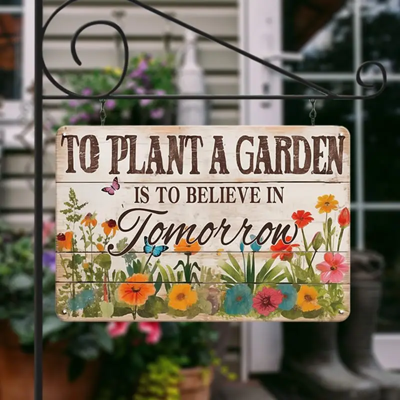 Spring Decorations Spring Wall Decor Vintage Tin Signs, To Plant A Garden Is To Believe In Tomorrow,   Garden Signs